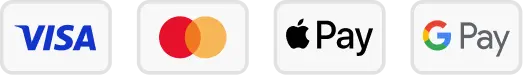 Visa, Mastercard, Apple Pay, Google Pay